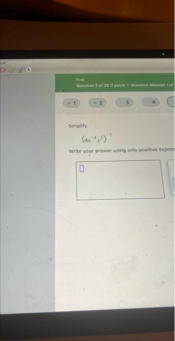Solved Simplify. (4x−4y3)−2 Write your answer using only | Chegg.com