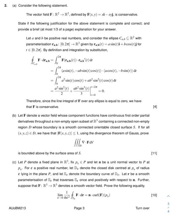 [Solved]: (a) Consider the following statement. The vector