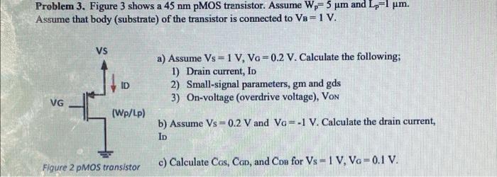 Solved Problem 3. Figure 3 shows a 45 nm PMOS transistor. | Chegg.com