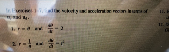 Solved 11 In Exercises 1-7, find the velocity and | Chegg.com