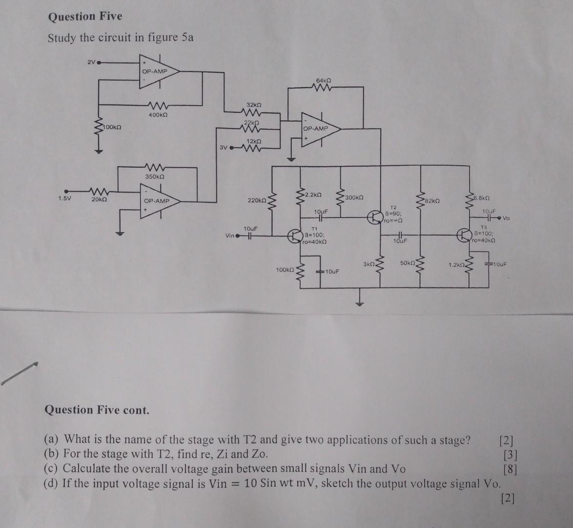 Solved Question Five Study the circuit in figure 5a Question | Chegg.com