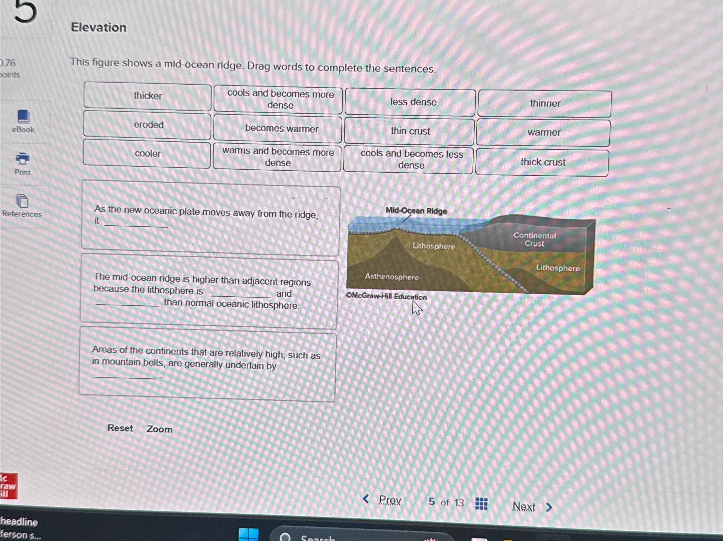 Solved ElevationThis figure shows a mid-ocean ridge. Drag | Chegg.com