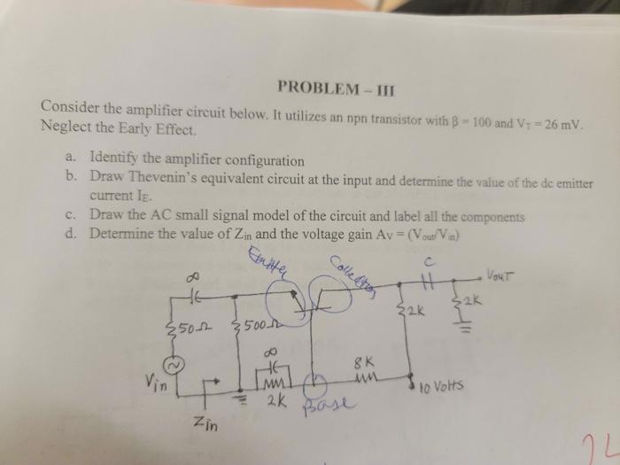Solved Consider the amplifier circuit below. It utilizes an | Chegg.com