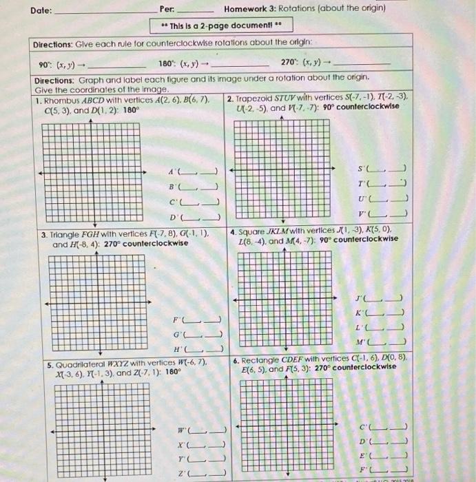 homework 3 rotations about the origin answer key