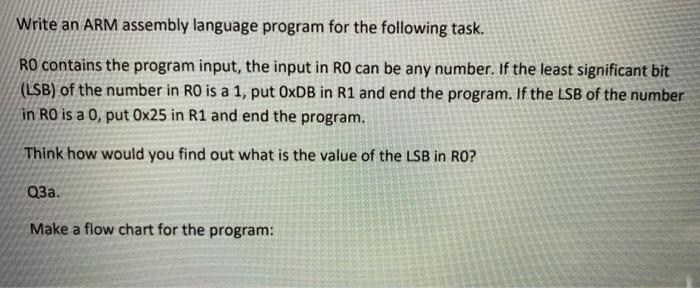 Solved Write an ARM assembly language program for the | Chegg.com