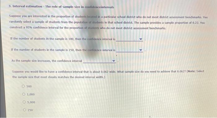 Solved 3. Interval estimation - The role of sample size in | Chegg.com
