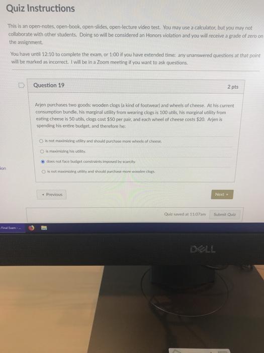 Solved Quiz Instructions This is an open-notes, open-book, | Chegg.com