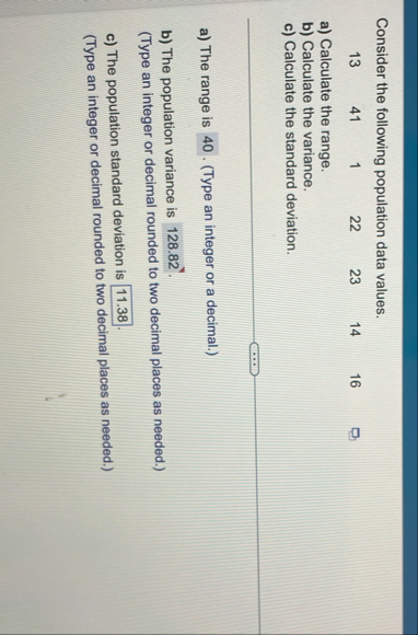Solved Consider the following population data | Chegg.com