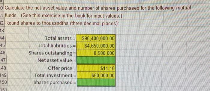 Solved o Calculate the net asset value and number of shares | Chegg.com