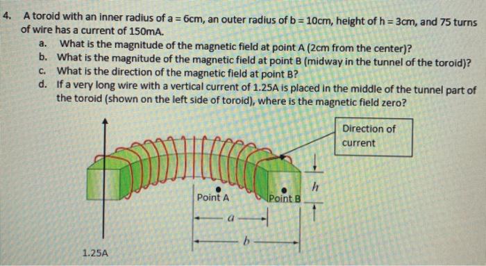 Solved a. 4. A toroid with an inner radius of a = 6cm, an | Chegg.com