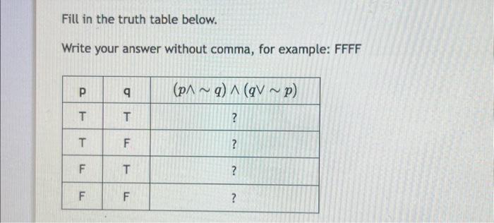 Solved Fill in the truth table below. Write your answer | Chegg.com