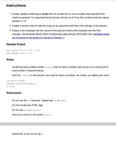 Solved Instructions 1. Create variable containing an array | Chegg.com