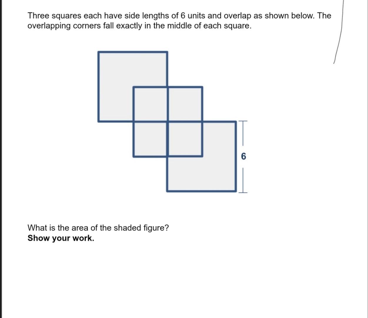 Solved Three squares each have side lengths of 6 units and | Chegg.com
