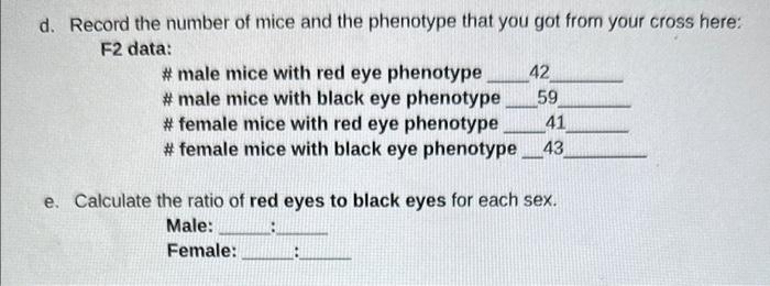 Solved d. Record the number of mice and the phenotype that | Chegg.com