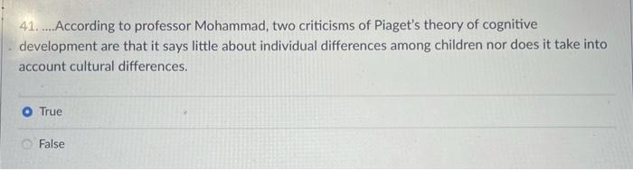 Solved 41. According to professor Mohammad two Chegg