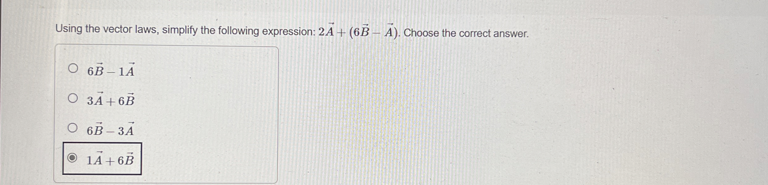 Solved Using the vector laws, simplify the following | Chegg.com