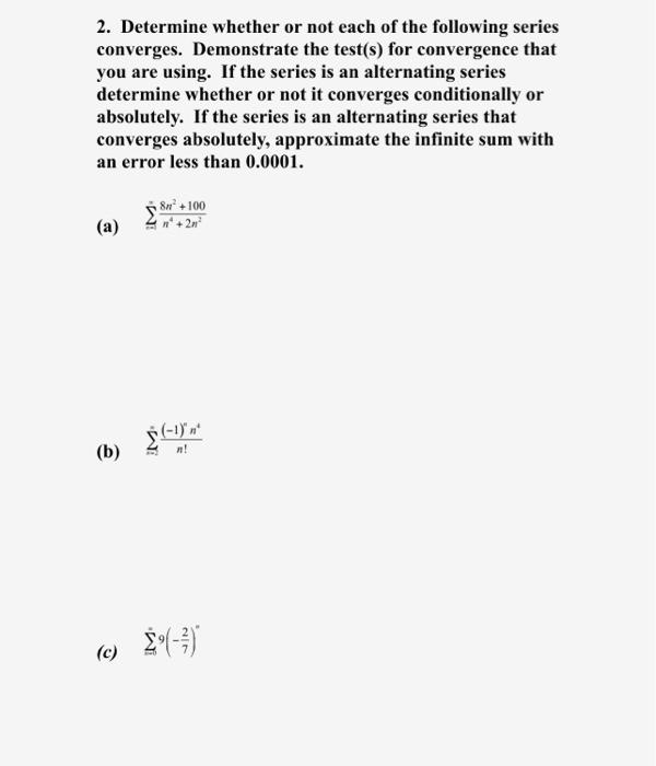 Solved 2. Determine whether or not each of the following | Chegg.com
