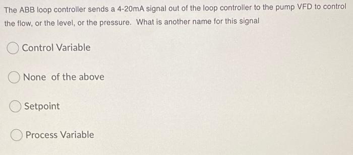 Solved The ABB loop controller sends a 4-20mA signal out of | Chegg.com