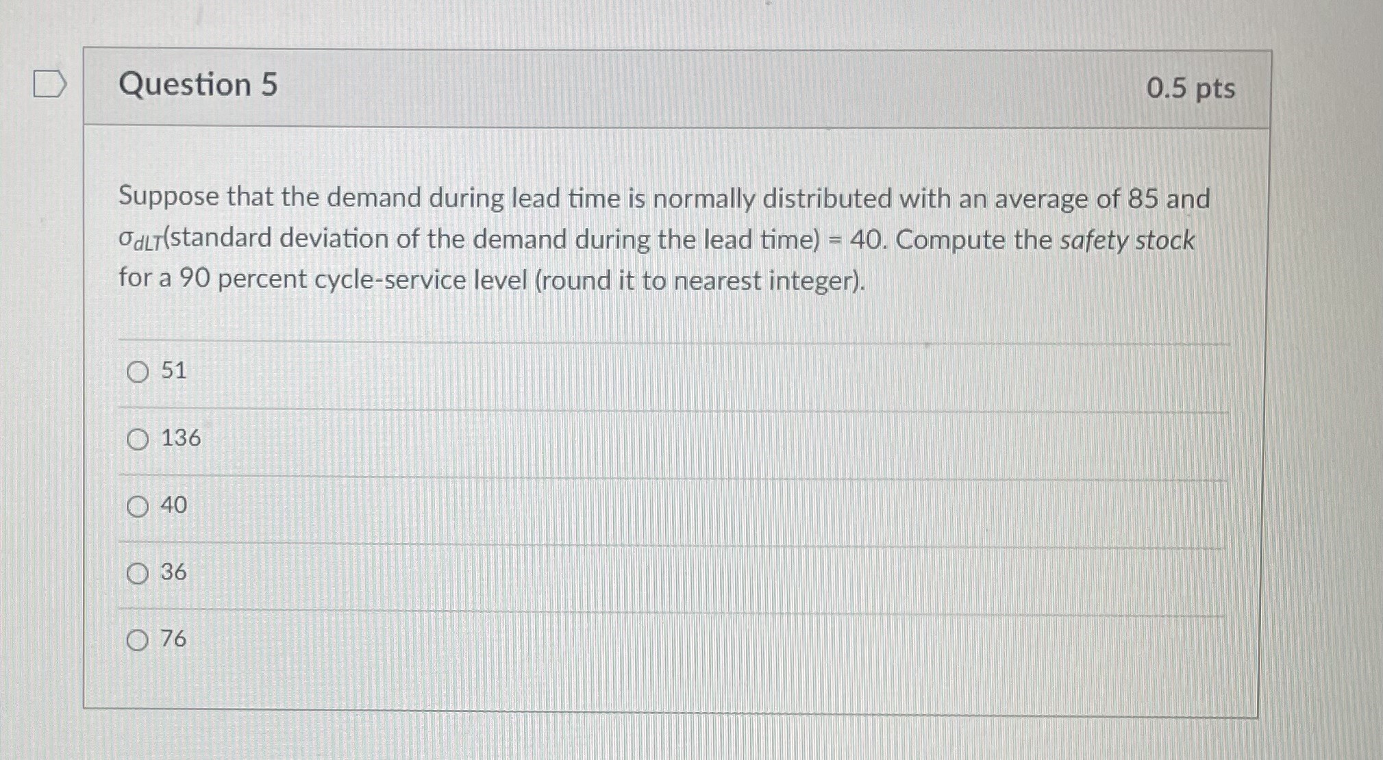 Solved Suppose that the demand during lead time is normally | Chegg.com