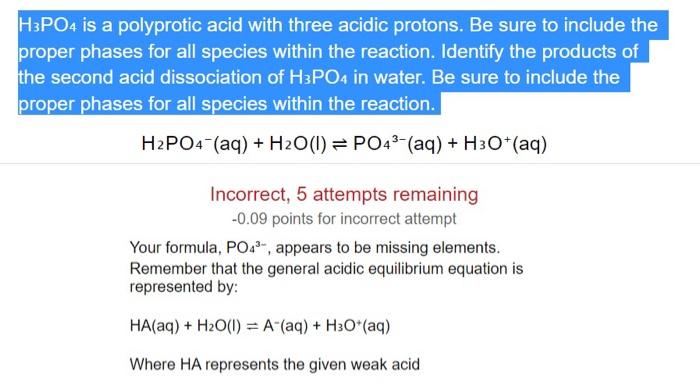 Solved H3PO4 is a polyprotic acid with three acidic protons. | Chegg.com