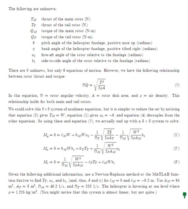 Solved 3. Helicopter in Hover. In order for a helicopter to | Chegg.com