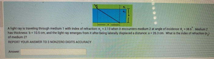 Solved A light ray is traveling through medium 1 with index | Chegg.com