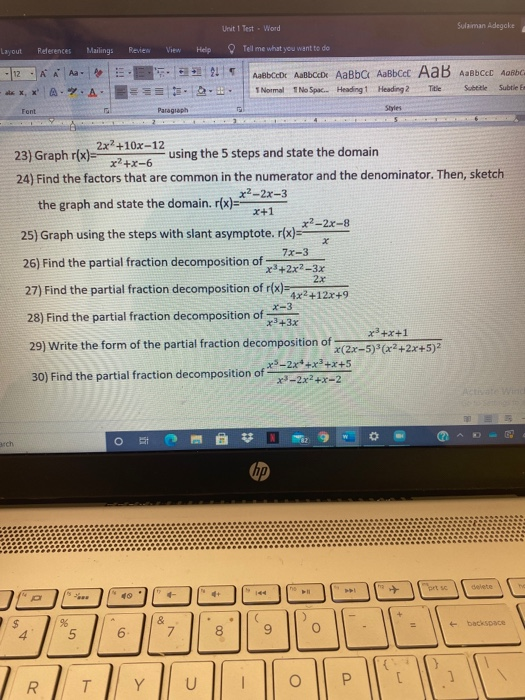 Unit 1 Test Word Sulaiman Adegake Layout Mailing Chegg Com