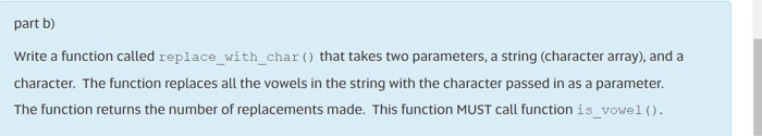 Solved Parta) Write a function called is_vowel() that takes | Chegg.com