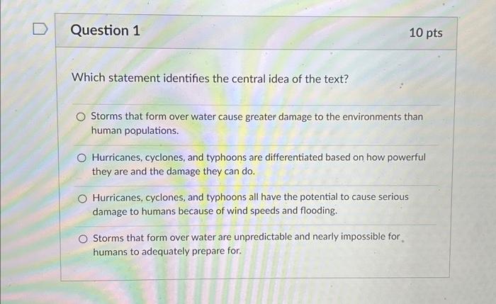 what statement identifies the central idea of the text
