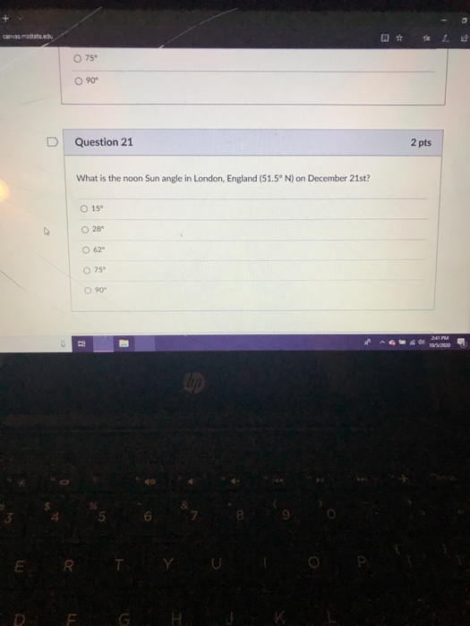 Solved carattu m# 075 O 90° D Question 21 2 pts What is the | Chegg.com