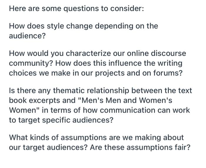 Here are some questions to consider: How does style | Chegg.com