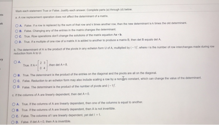 Solved Mark each statement True or False. Justify each Chegg