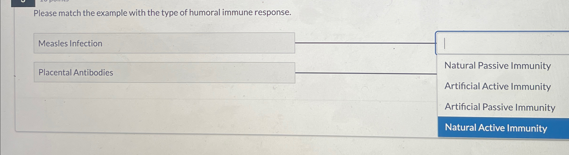 Solved Please match the example with the type of humoral | Chegg.com