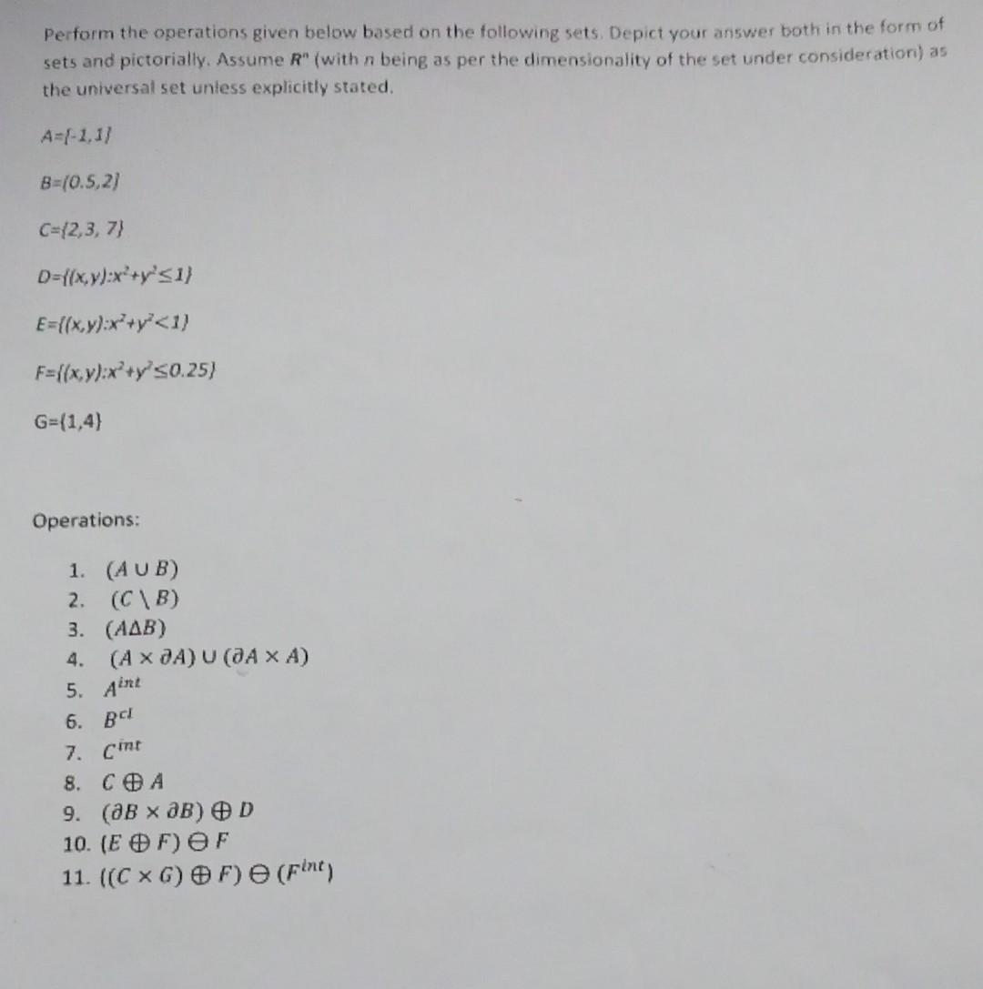 Solved Perform the operations given below based on the | Chegg.com