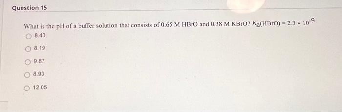 Solved What is the pH of a buffer solution that consists of | Chegg.com