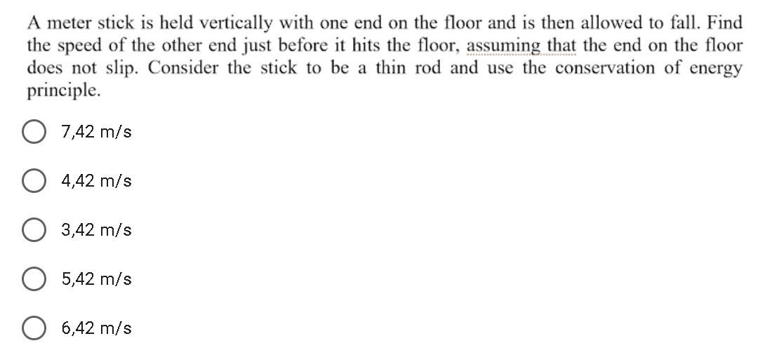 Solved A meter stick is held vertically with one end on the | Chegg.com