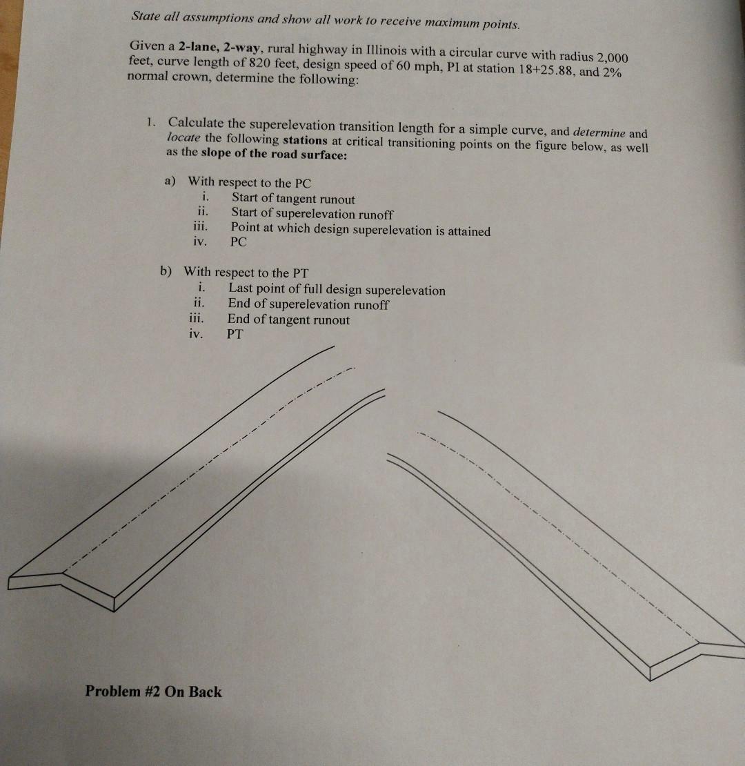 CE 583: Geometric Highway Design Homework #6 Due: | Chegg.com