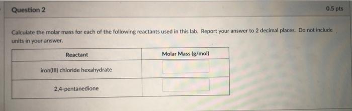 Solved Calculate The Molar Mass For Each Of The Following | Chegg.com