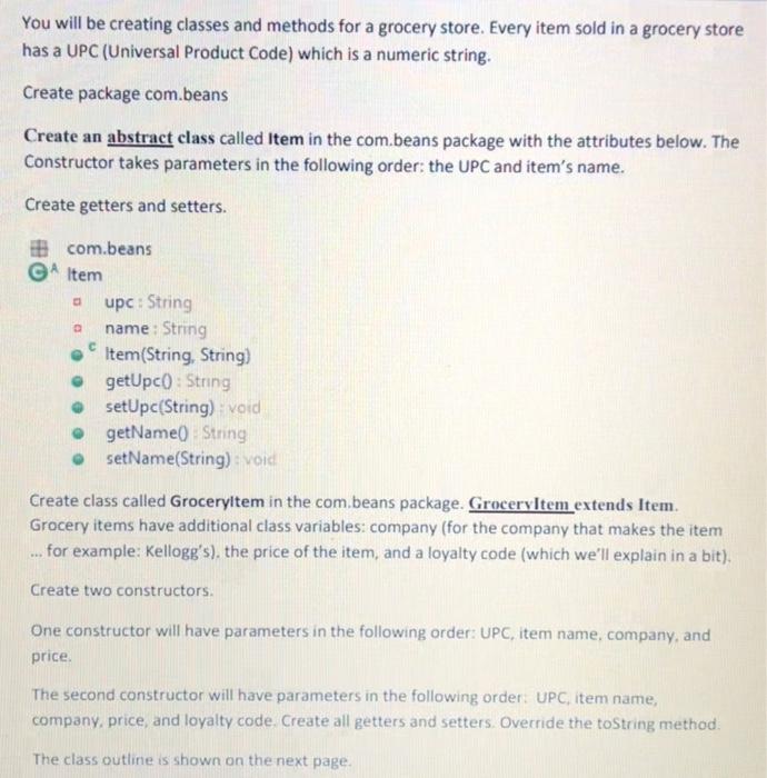 Solved You will be creating classes and methods for a | Chegg.com