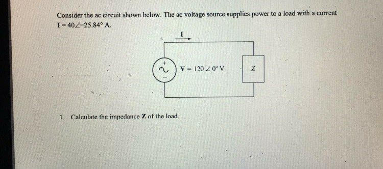 Solved Consider the ac circuit shown below. The ac voltage | Chegg.com