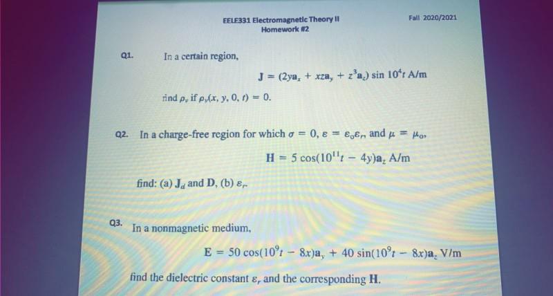 Solved Fall 21 Eele331 Electromagnetic Theory Ii H Chegg Com