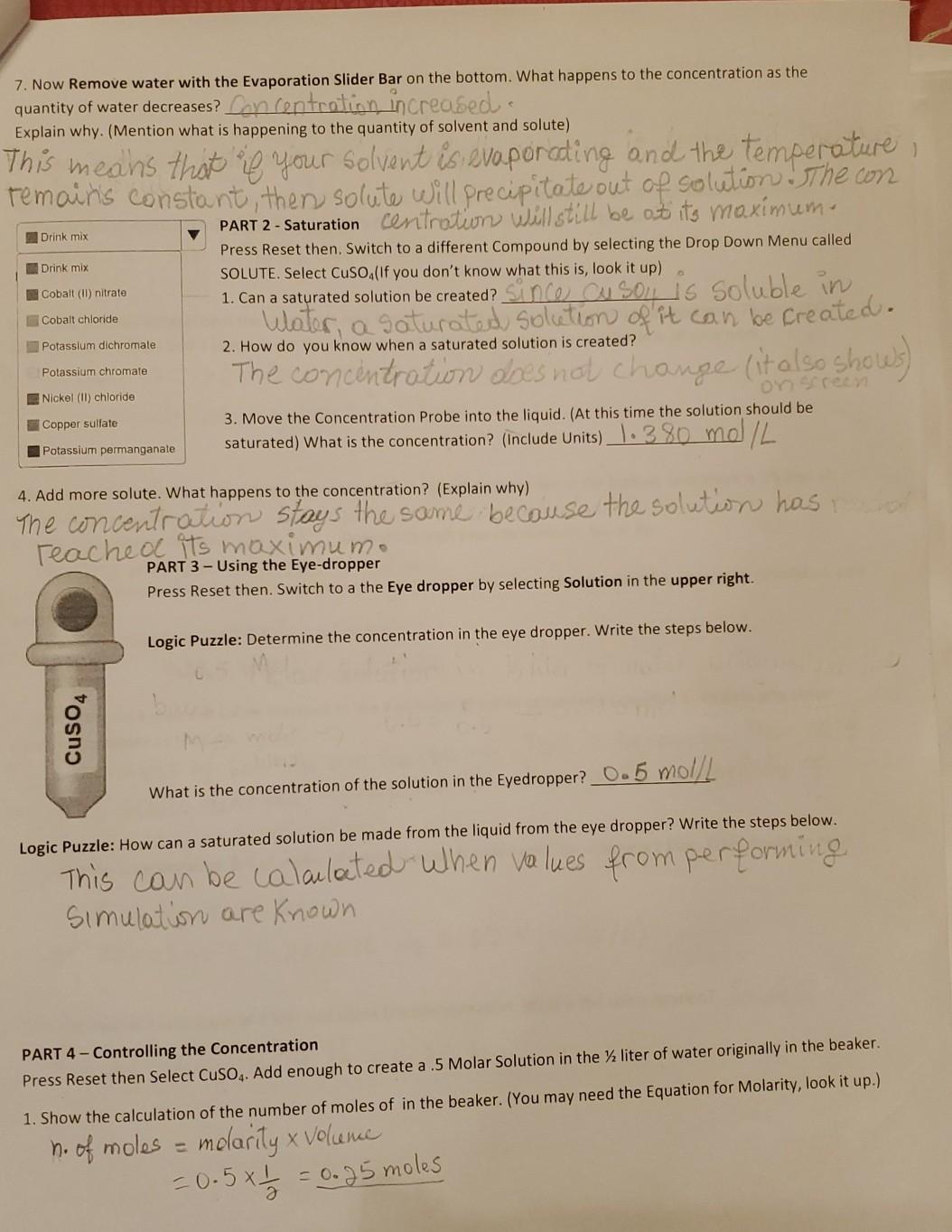 Phet Concentration Answer Key