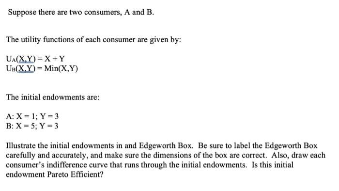 Solved Suppose There Are Two Consumers, A And B. The Utility | Chegg.com