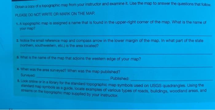 Obtain a copy of a topographic map from your | Chegg.com