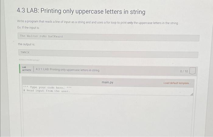 Solved Write a program that reads a word and uses a for loop | Chegg.com