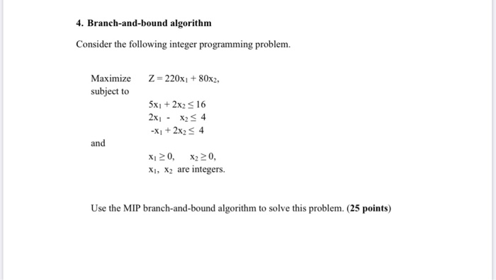 Solved 4. Branch-and-bound Algorithm Consider The Following | Chegg.com ...