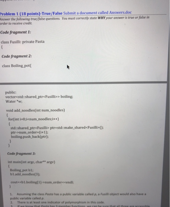 Solved Problem 1 (18 points)-True/False Submit a document | Chegg.com