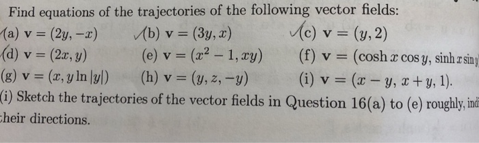 Solved Find Equations Of The Trajectories Of The Followin Chegg Com