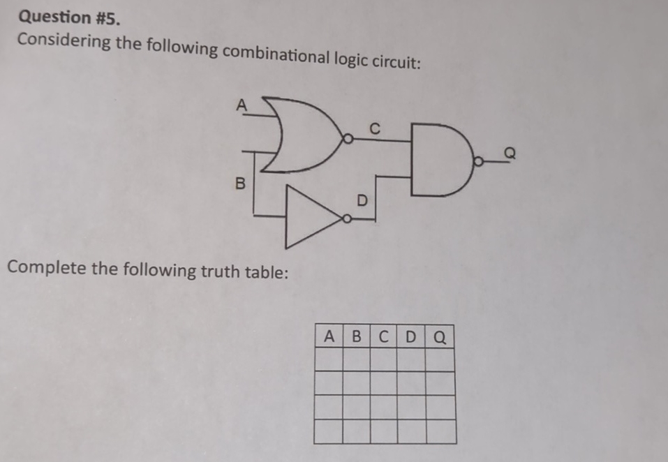 Solved Question #5.Considering The Following Combinational | Chegg.com