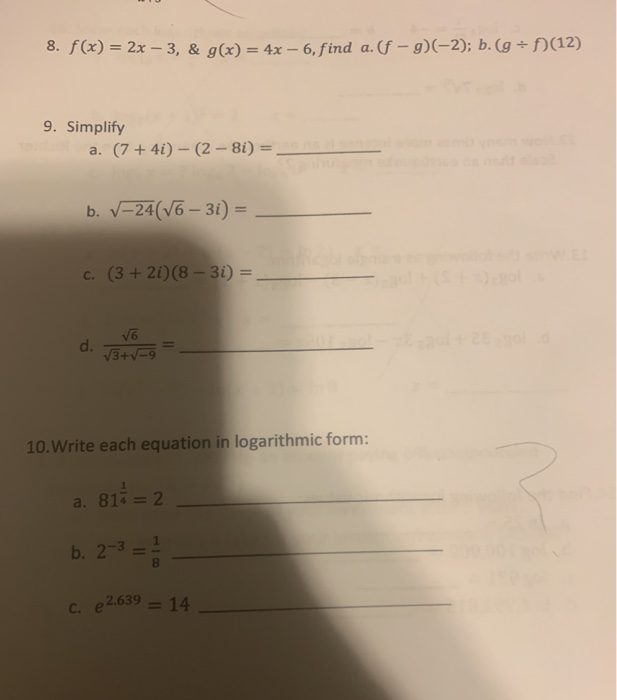 Solved 8 F X 2x 3 G X 4x 6 Find A F G Chegg Com